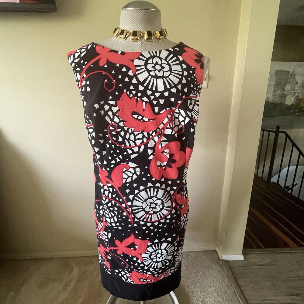 Alyx Women's Sheath Dress 22W Black & White Floral Sleeveless Career Work Office
